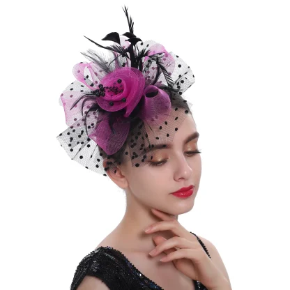 Headpiece with Mesh Floral Design - Image 3