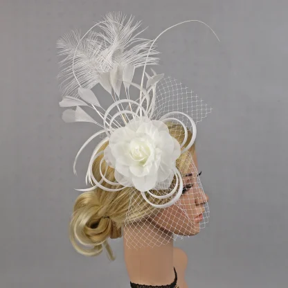 Cocktail Hat with Floral and Net Detailing - Image 6
