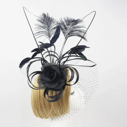 Cocktail Hat with Floral and Net Detailing - Image 2