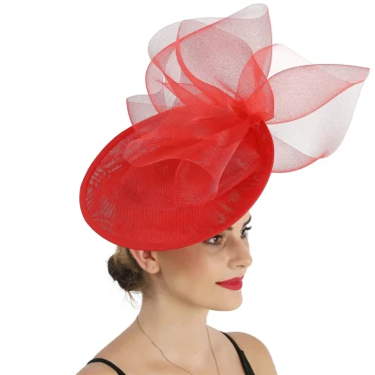 Disc Cocktail Hat with Decorative Mesh Design - Image 3