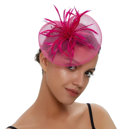 Mesh Fascinator with Beads and Faux Feather - Image 9