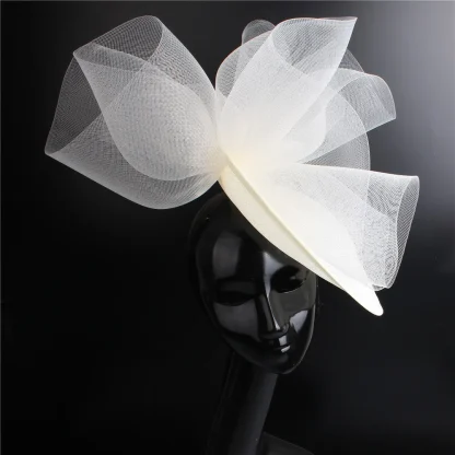 Disc Cocktail Hat with Decorative Mesh Design - Image 11