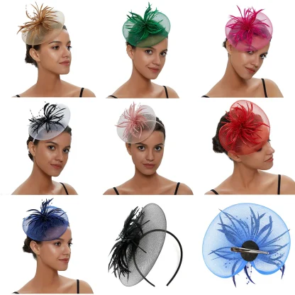 Mesh Fascinator with Beads and Faux Feather - Image 14