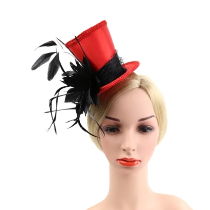 Fascinator Top Hat with Faux Feather Design - Image 5