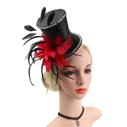 Fascinator Top Hat with Faux Feather Design - Image 4