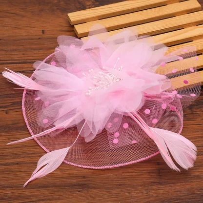 Sheer Floral Headpiece with Polka Dot - Image 3