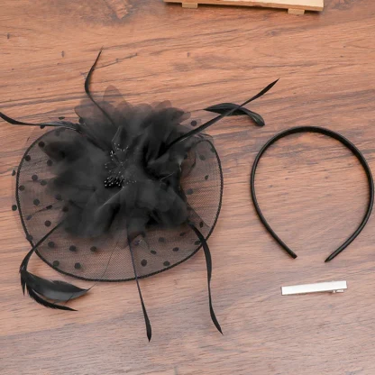 Sheer Floral Headpiece with Polka Dot - Image 4