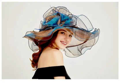 Glamorous Cocktail Hat with Flowy Design - Image 4