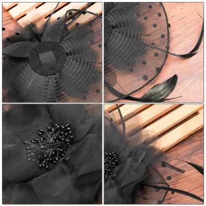 Sheer Floral Headpiece with Polka Dot - Image 5
