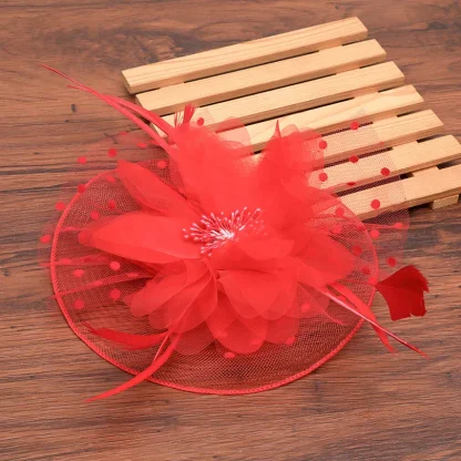 Sheer Floral Headpiece with Polka Dot - Image 2