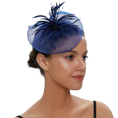 Mesh Fascinator with Beads and Faux Feather - Image 4
