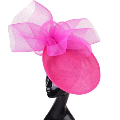 Disc Cocktail Hat with Decorative Mesh Design - Image 7