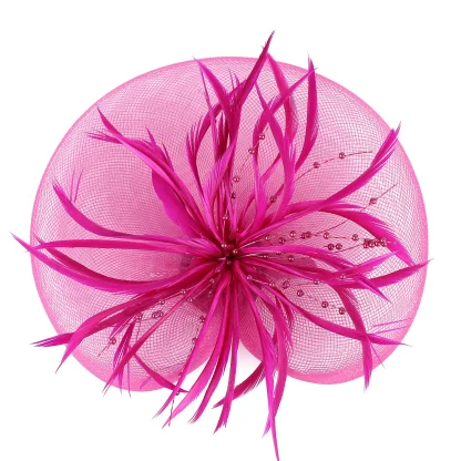 Mesh Fascinator with Beads and Faux Feather - Image 11