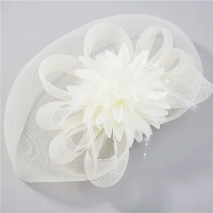Bridal Mesh Veil Fascinator with Floral Design - Image 7