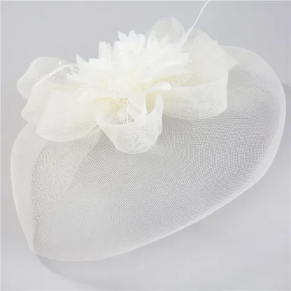 Bridal Mesh Veil Fascinator with Floral Design - Image 6