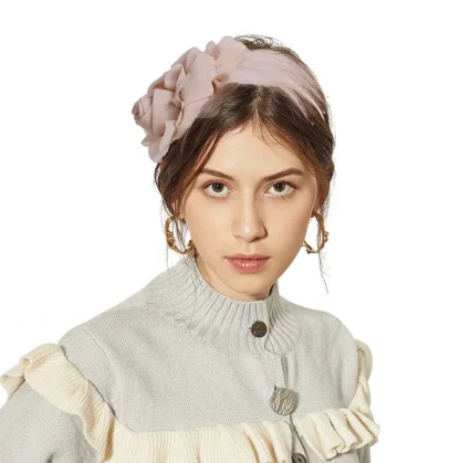 Floral Headband Headpiece with Faux Feather - Image 7