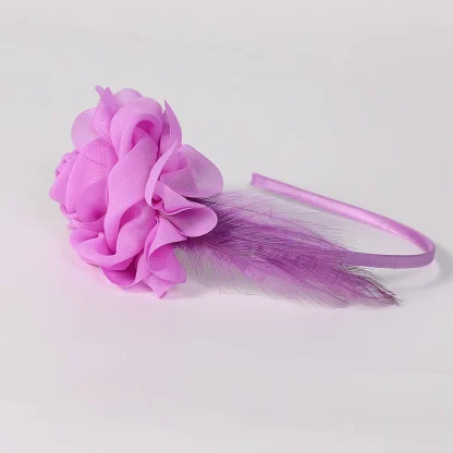 Floral Headband Headpiece with Faux Feather - Image 11