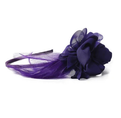 Floral Headband Headpiece with Faux Feather - Image 14