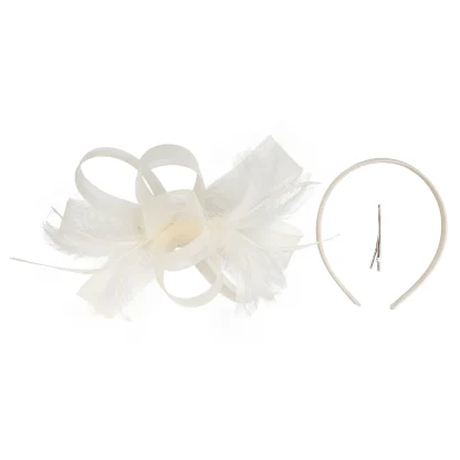 Fancy Mesh Cocktail Hat with Faux Feather - Image 8