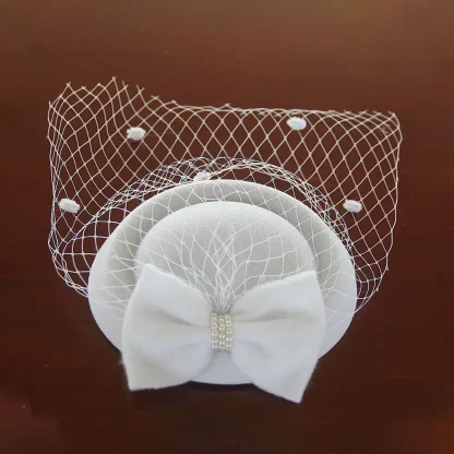 Elegant Cocktail Hat with Polka Dot Mesh Veil - Image 11