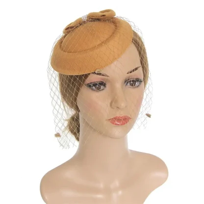 Elegant Cocktail Hat with Polka Dot Mesh Veil - Image 6
