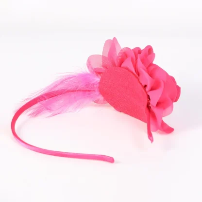 Floral Headband Headpiece with Faux Feather - Image 13
