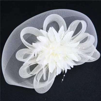 Bridal Mesh Veil Fascinator with Floral Design - Image 8