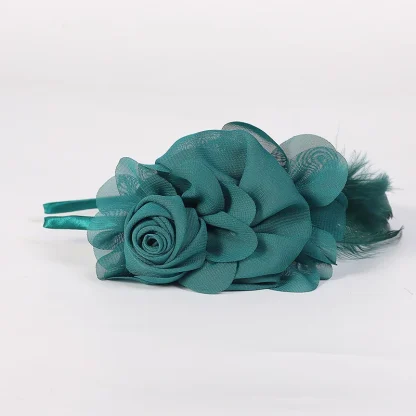 Floral Headband Headpiece with Faux Feather - Image 10