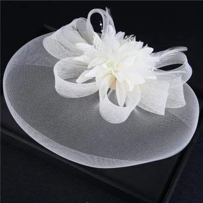 Bridal Mesh Veil Fascinator with Floral Design - Image 4