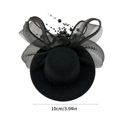 Black Cocktail Hat with Beads Design - Image 9