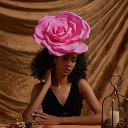 Exaggerated Unique Floral Cocktail Hat - Image 6