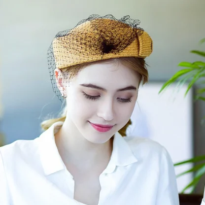 Vintage-style Headpiece with Mesh Design - Image 4