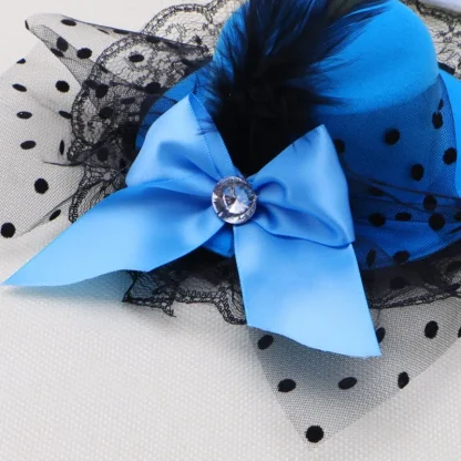 Polka Dot Top Hat Headpiece with Bowknot - Image 4