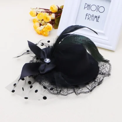 Polka Dot Top Hat Headpiece with Bowknot