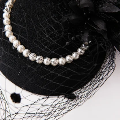 Beaded Fascinators with Mesh Veil - Image 6