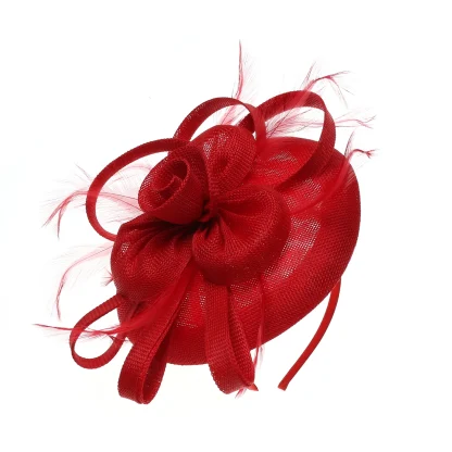 Solid Color Cocktail Hat with Rose Design - Image 3