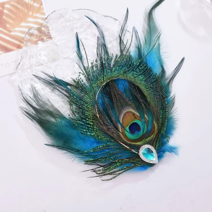 Chic Peacock Faux Feather Headpiece - Image 8