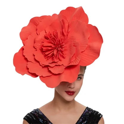 Large 3D Floral Headpiece with Solid Color - Image 2