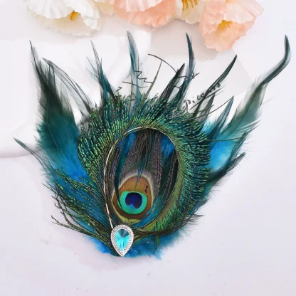 Chic Peacock Faux Feather Headpiece - Image 6