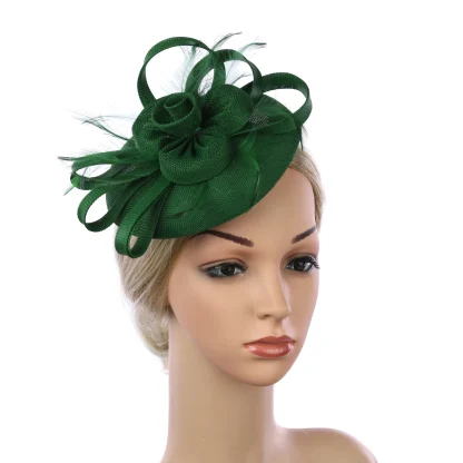 Solid Color Cocktail Hat with Rose Design - Image 13
