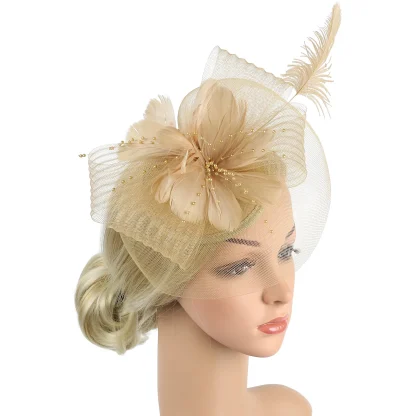 See-through Floral Fascinator with Beads - Image 2