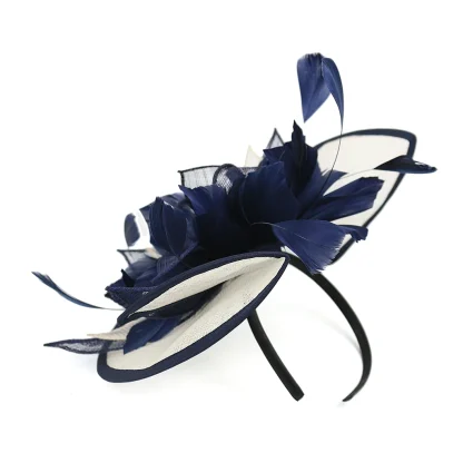 Floral Cocktail Hat with Two Tone Design - Image 6