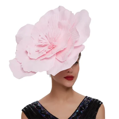 Large 3D Floral Headpiece with Solid Color - Image 3