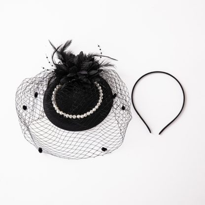 Beaded Fascinators with Mesh Veil - Image 5