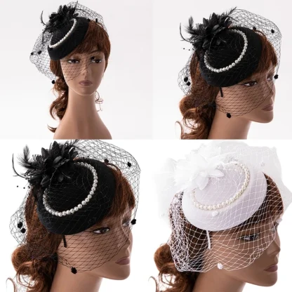 Beaded Fascinators with Mesh Veil - Image 7