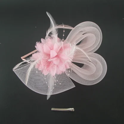 Exquisite Mesh Fascinator with Floral Design - Image 11