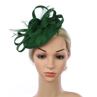 Solid Color Cocktail Hat with Rose Design - Image 14