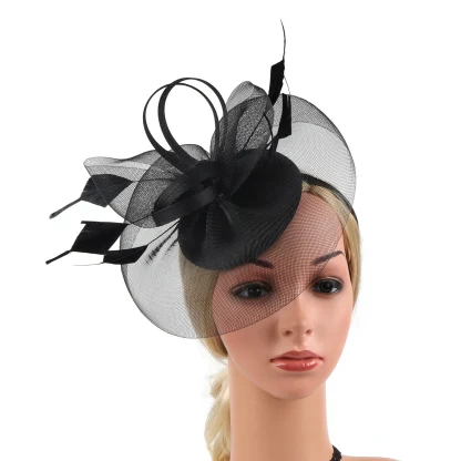 Whimsical Mesh Fascinator with Bow Design - Image 11
