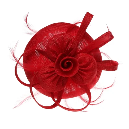 Solid Color Cocktail Hat with Rose Design - Image 4