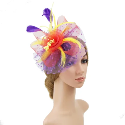 Polka Dot Headpiece with Floral Design - Image 9